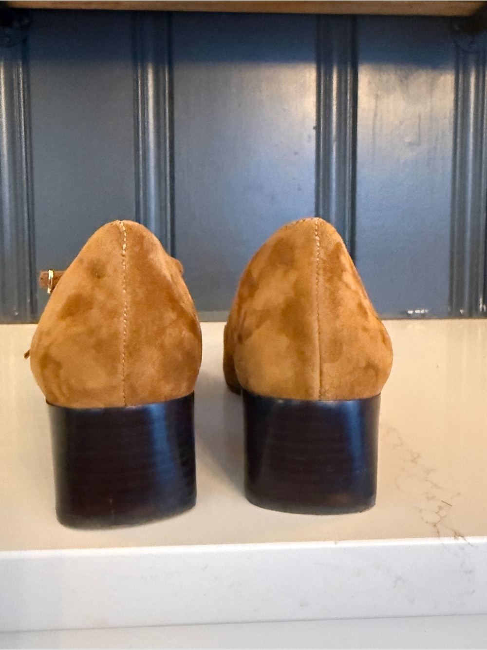 Madewell Nettie Suede Heeled Mary Jane Shoes Mahogany - Picture 9 of 11